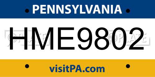 HME9802 Pennsylvania License Plate