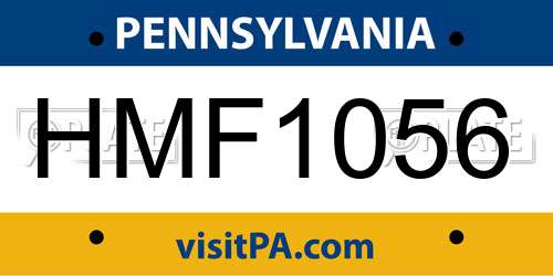 HMF1056 Pennsylvania License Plate