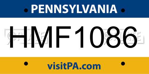 HMF1086 Pennsylvania License Plate