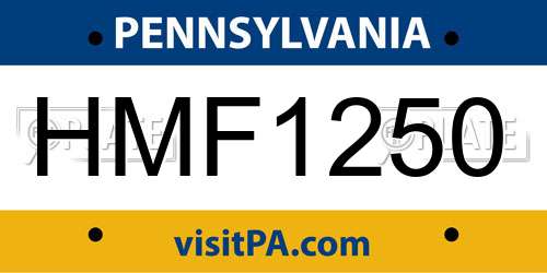 HMF1250 Pennsylvania License Plate