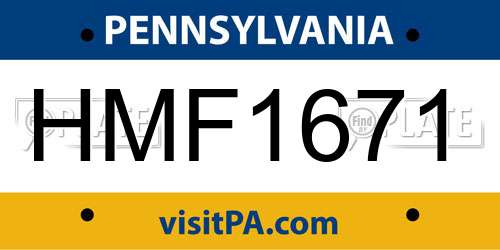 HMF1671 Pennsylvania License Plate