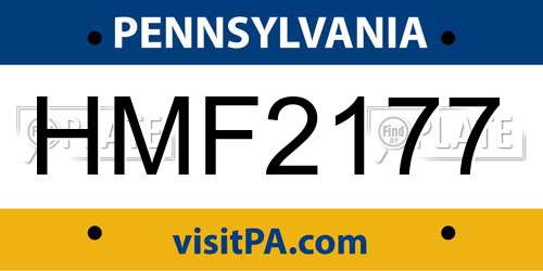 HMF2177 Pennsylvania License Plate