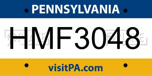 HMF3048 Pennsylvania License Plate