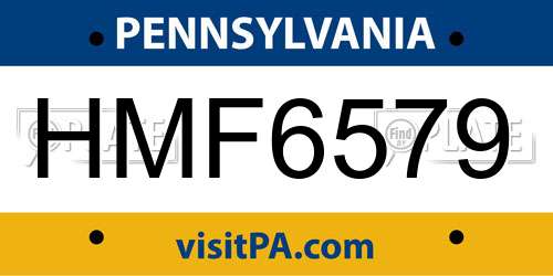 HMF6579 Pennsylvania License Plate