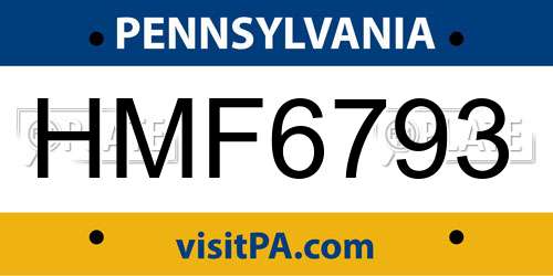 HMF6793 Pennsylvania License Plate