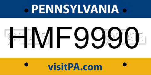 HMF9990 Pennsylvania License Plate
