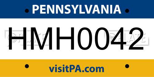 HMH0042 Pennsylvania License Plate