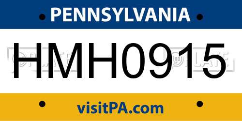 HMH0915 Pennsylvania License Plate