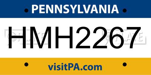 HMH2267 Pennsylvania License Plate