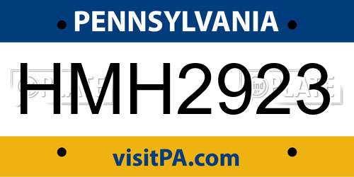 HMH2923 Pennsylvania License Plate