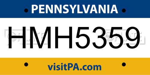 HMH5359 Pennsylvania License Plate