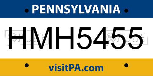 HMH5455 Pennsylvania License Plate