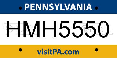 HMH5550 Pennsylvania License Plate