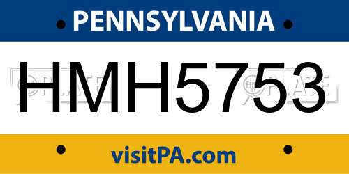HMH5753 Pennsylvania License Plate