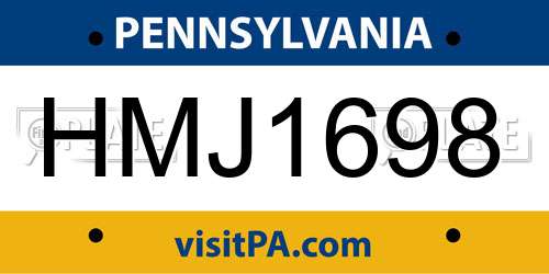 HMJ1698 Pennsylvania License Plate