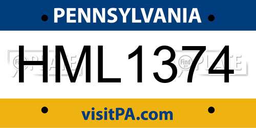 HML1374 Pennsylvania License Plate