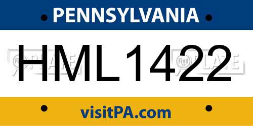 HML1422 Pennsylvania License Plate