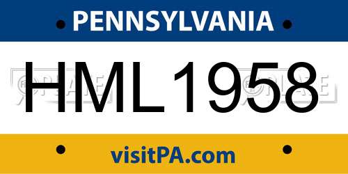 HML1958 Pennsylvania License Plate