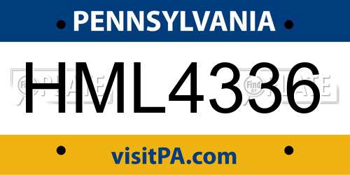 HML4336 Pennsylvania License Plate