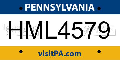 HML4579 Pennsylvania License Plate