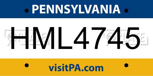 HML4745 Pennsylvania License Plate