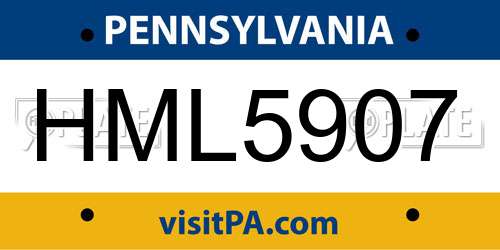 HML5907 Pennsylvania License Plate