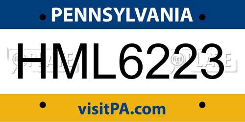 HML6223 Pennsylvania License Plate