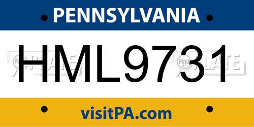 HML9731 Pennsylvania License Plate