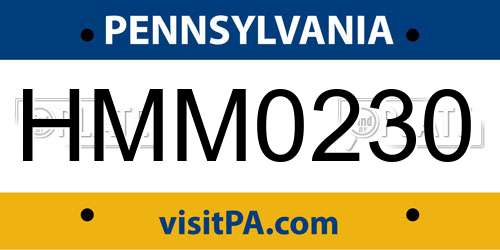 HMM0230 Pennsylvania License Plate