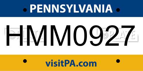 HMM0927 Pennsylvania License Plate