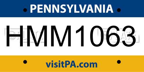 HMM1063 Pennsylvania License Plate