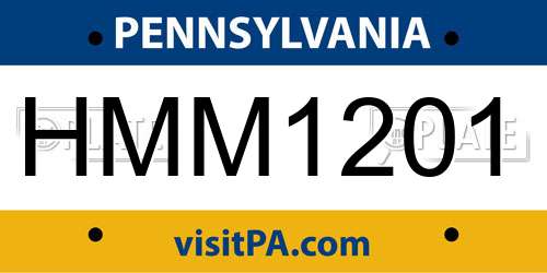 HMM1201 Pennsylvania License Plate