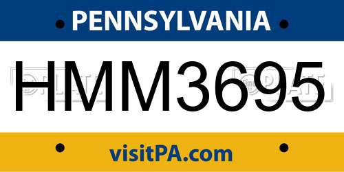 HMM3695 Pennsylvania License Plate