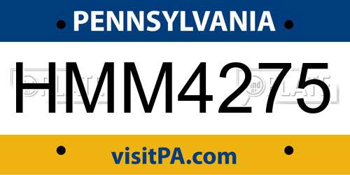 HMM4275 Pennsylvania License Plate