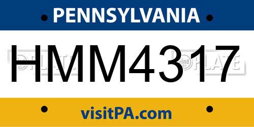 HMM4317 Pennsylvania License Plate