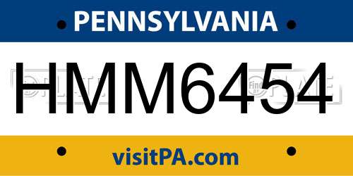 HMM6454 Pennsylvania License Plate