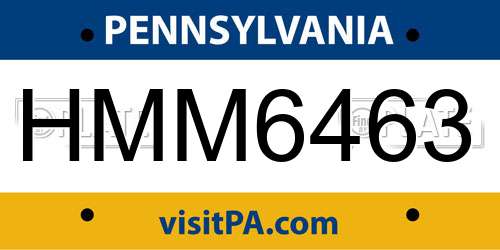 HMM6463 Pennsylvania License Plate