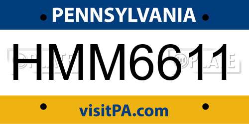 HMM6611 Pennsylvania License Plate