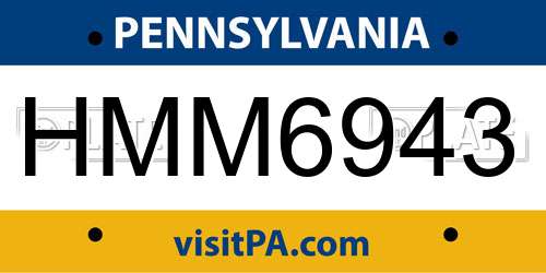 HMM6943 Pennsylvania License Plate