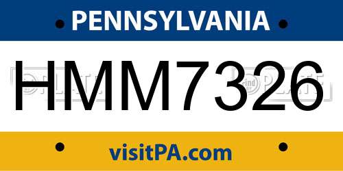 HMM7326 Pennsylvania License Plate