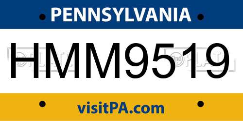 HMM9519 Pennsylvania License Plate