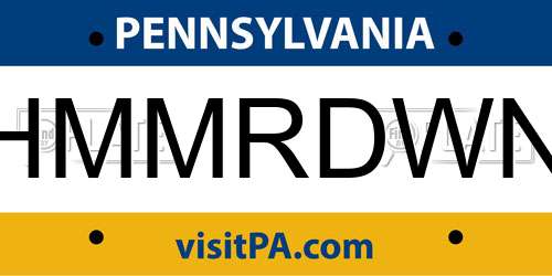 HMMRDWN Pennsylvania License Plate