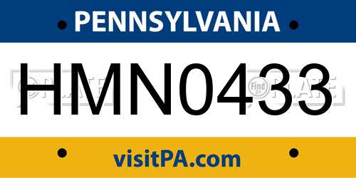 HMN0433 Pennsylvania License Plate