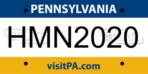 HMN2020 Pennsylvania License Plate