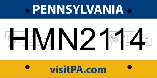 HMN2114 Pennsylvania License Plate