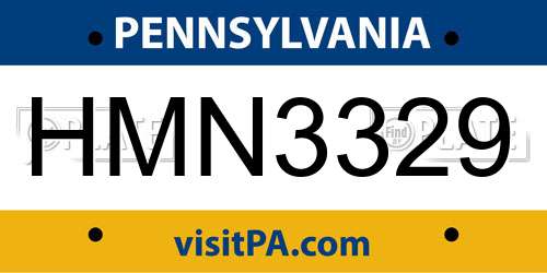 HMN3329 Pennsylvania License Plate