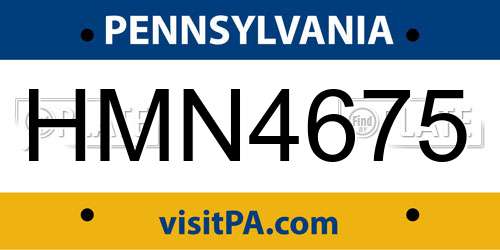 HMN4675 Pennsylvania License Plate