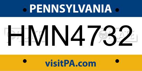 HMN4732 Pennsylvania License Plate
