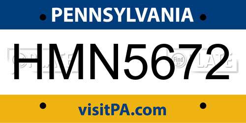 HMN5672 Pennsylvania License Plate