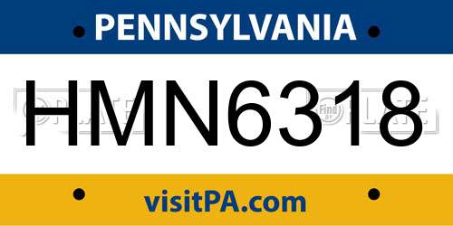 HMN6318 Pennsylvania License Plate